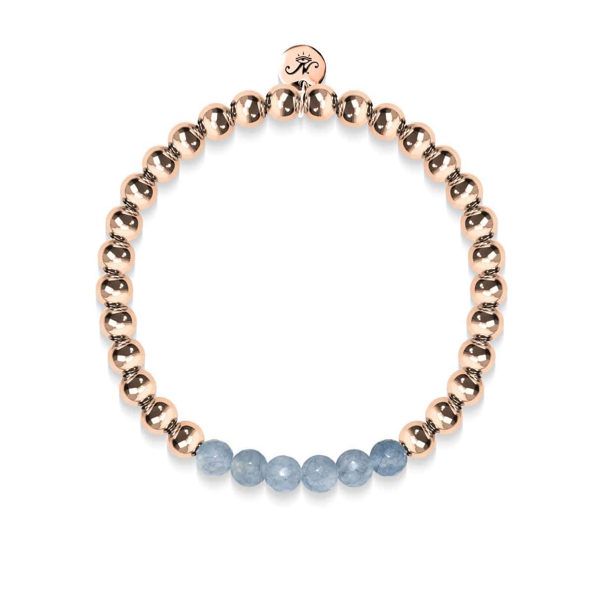 Attrayant | Or rose 18 carats | Jade gris facetté | Bracelet d'expression de pierres précieuses